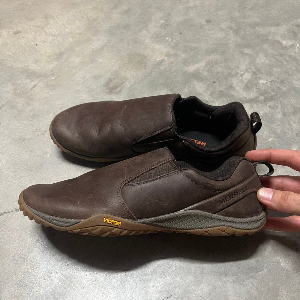 Merrell Trail Glove 4 Luna Slip On Brown Leather Barefoot Shoes Mens 10 J84973